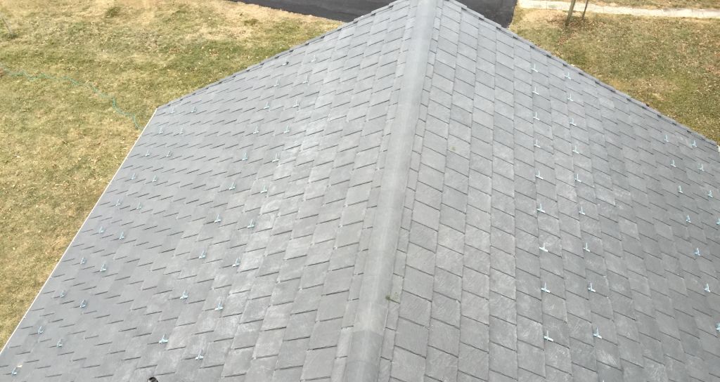 overhead view of slate beach house roof